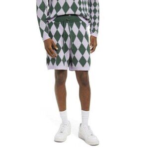Bp. Be Proud Gender Pride Argyle Sweater Shorts XSMALL Diamond Green Purple